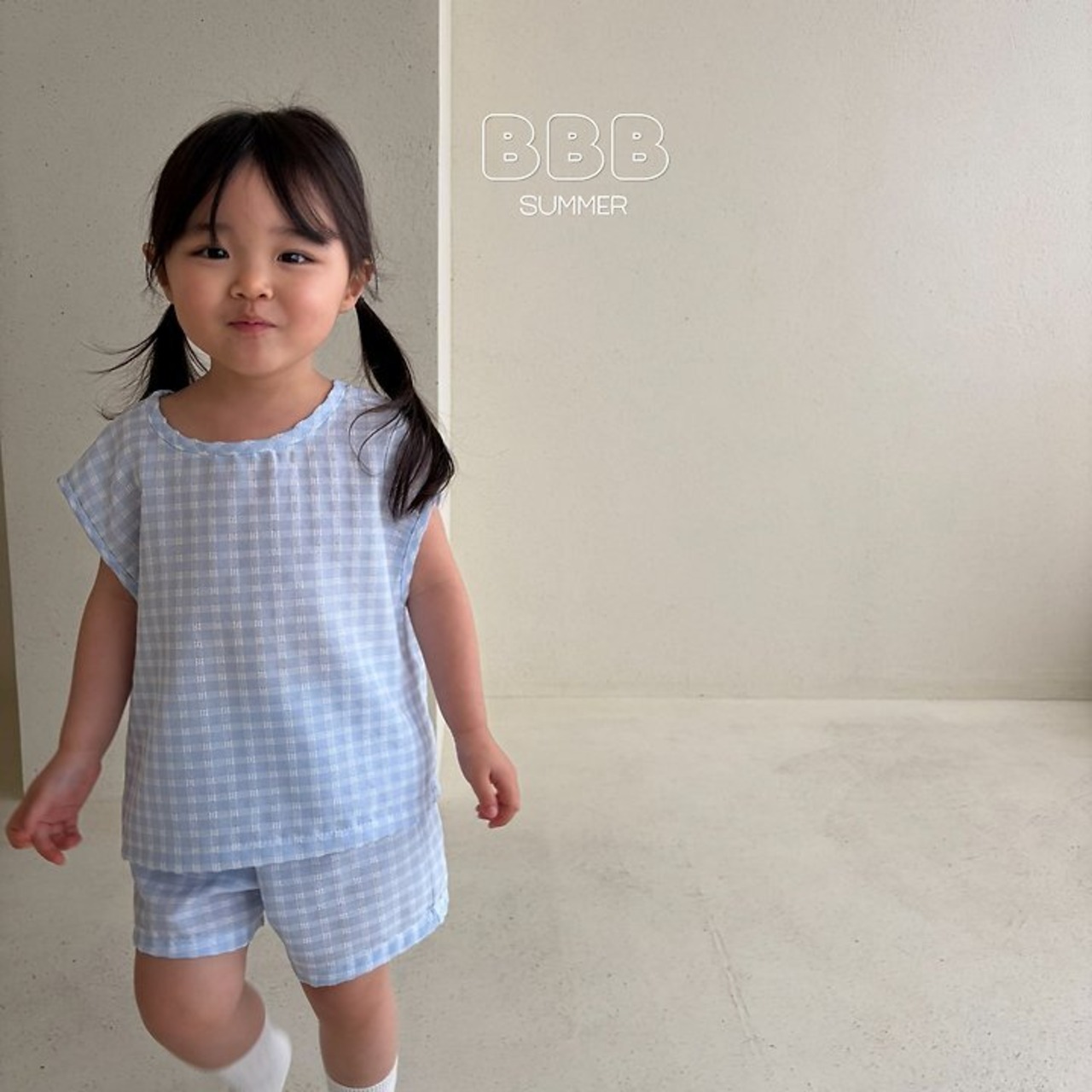 【取寄/韓国直送】BellaBamBina 26/SM ソボル上下セット（チェック）｜夏服｜韓国子供服
