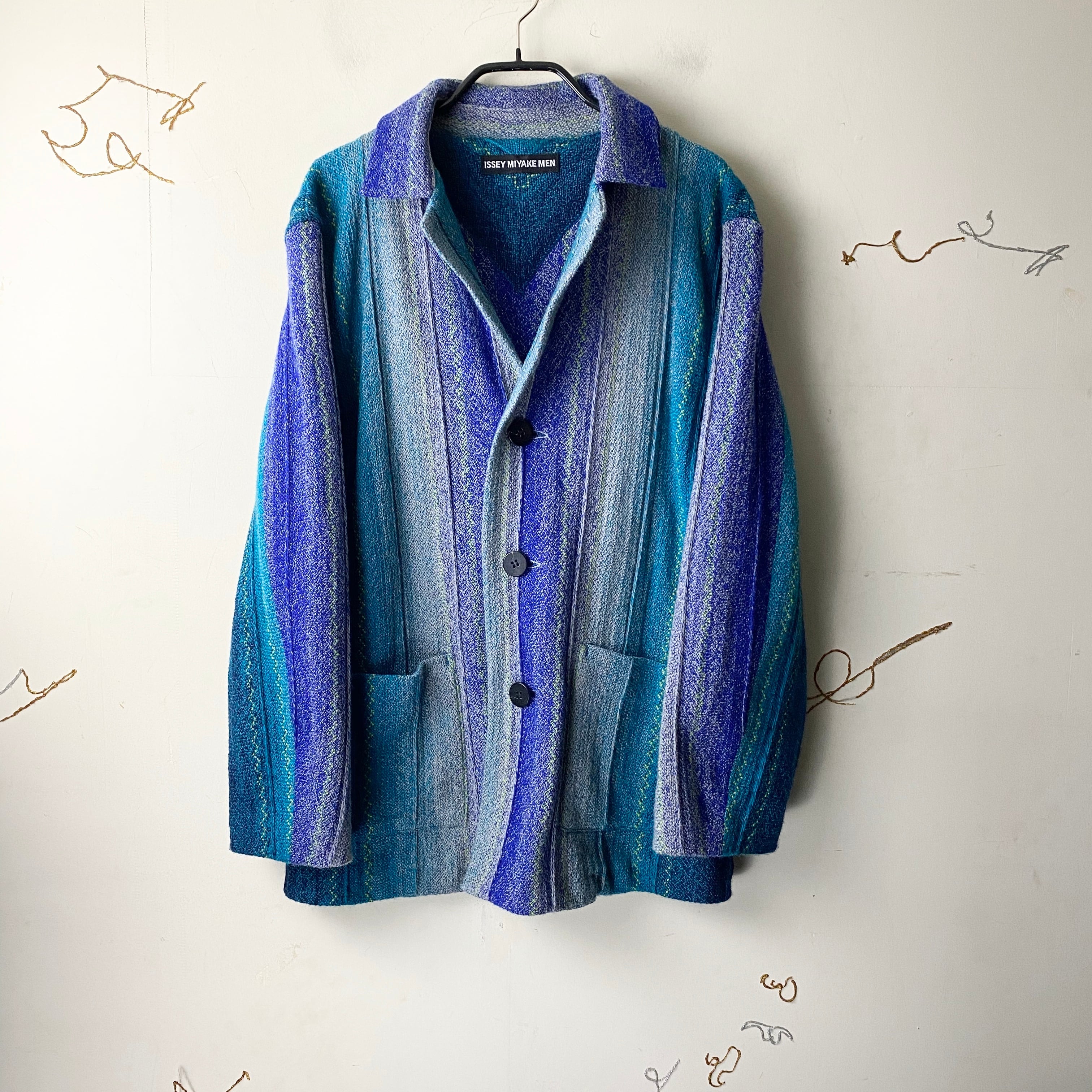 ISSEY MIYAKE MEN stripe pattern knit jacket | NOIR ONLINE