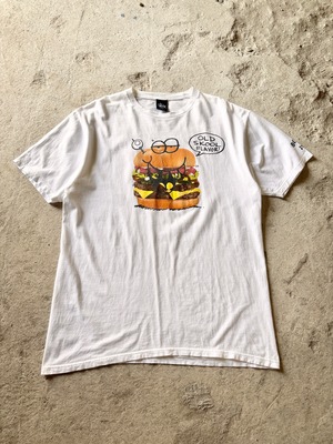 10s STUSSY × KLYONS/OLD SKOOL FLAVOR Tee/2013年/L/ハンバ－ガ－プリントTシャツ/ホワイト/ケヴィン・ライオンズコラボ/ステューシー