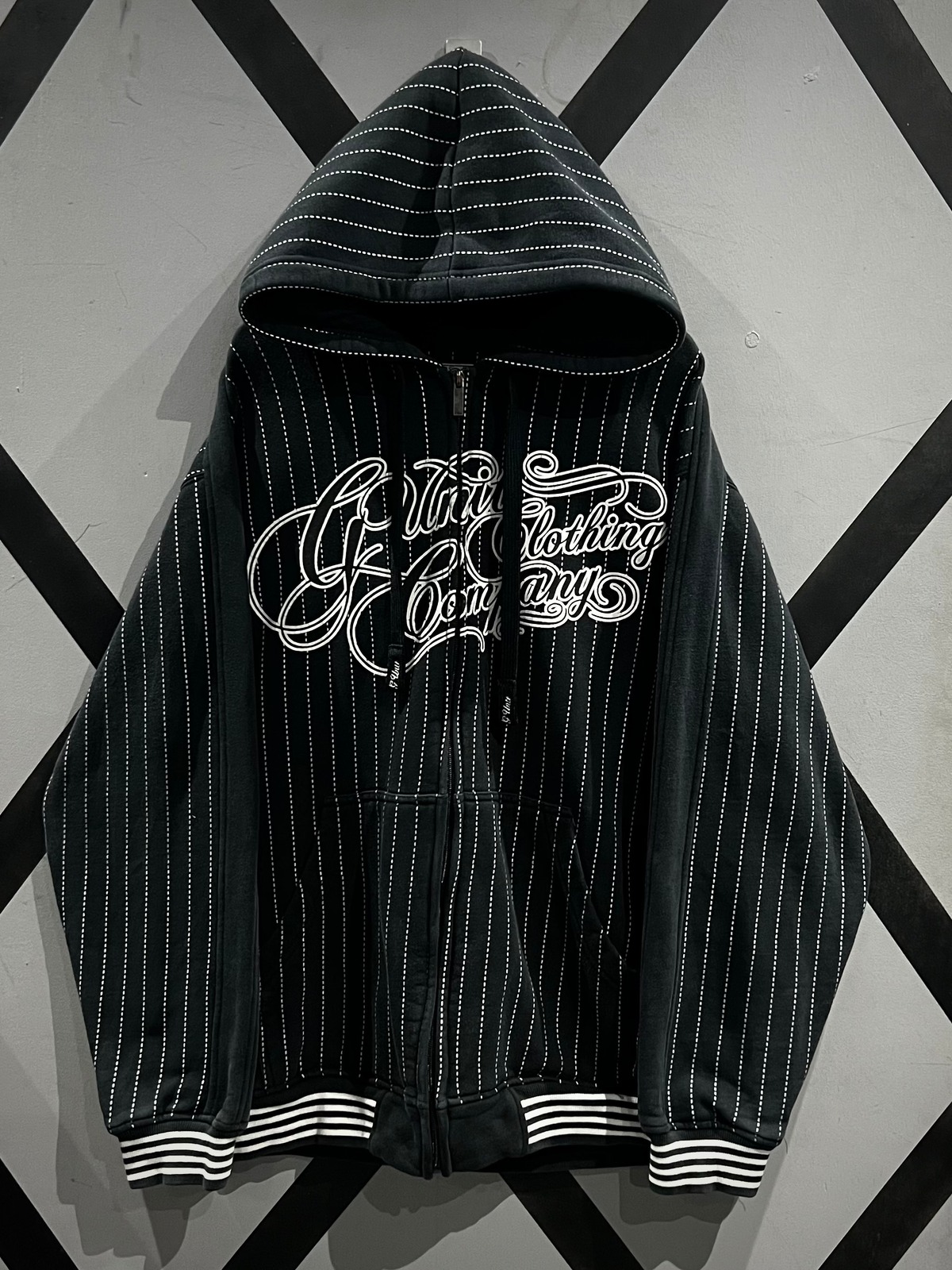 X VINTAGE G Unit Logo Print Loose Zip Up Hoodie Caka x-vintage-g-unit-logo-print-loose-zip-up-hoodie-caka