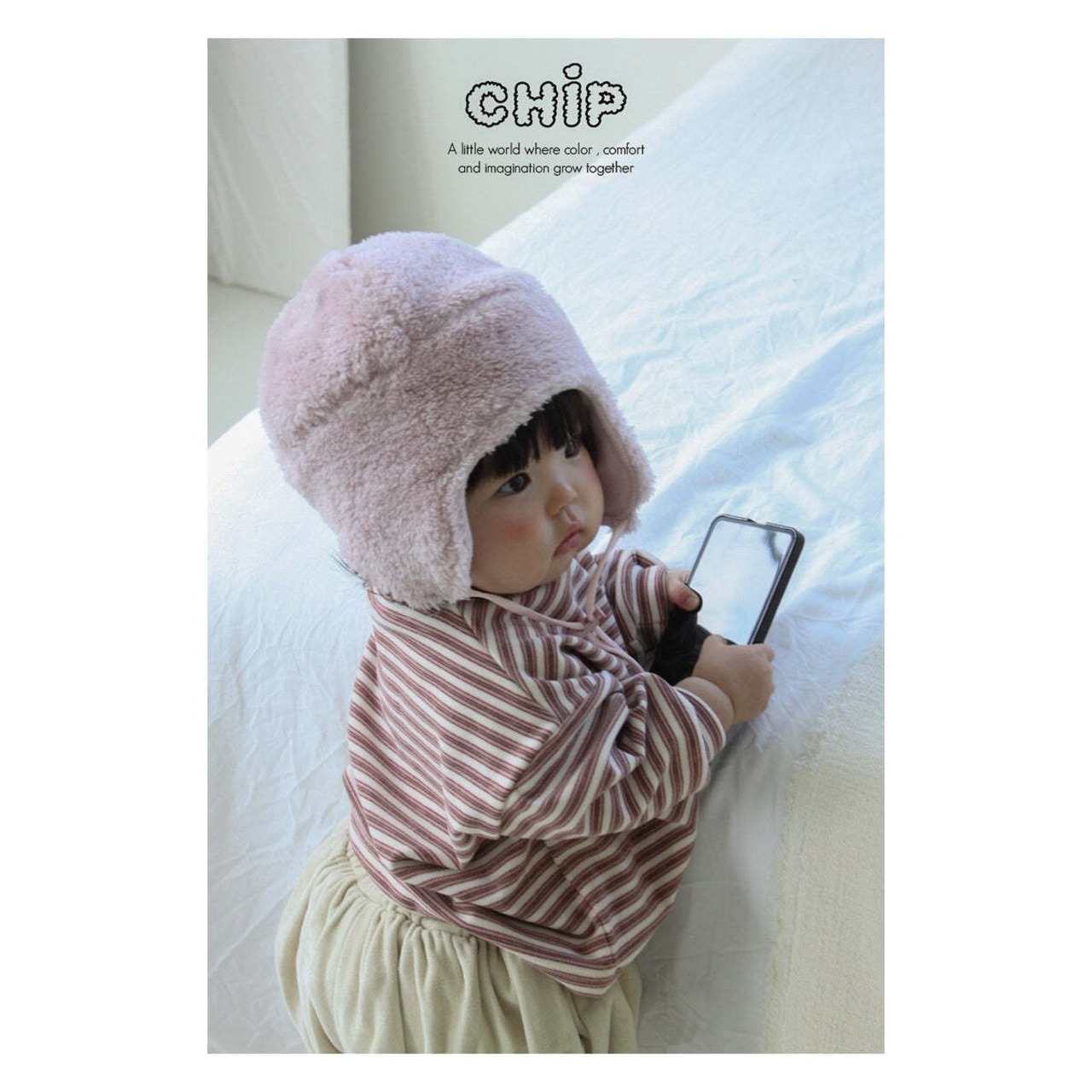 【取寄】CHIP ふわふわストライプ柄Tシャツ|冬服|韓国子供服