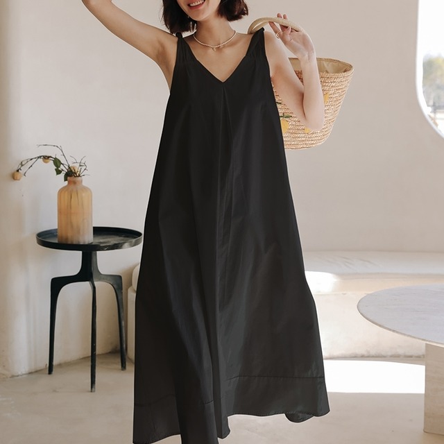 【3size】simple v-neck camisole one-piece style roomwear p918