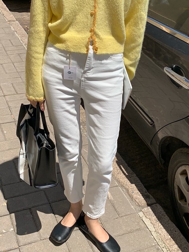 スリムジーンズ スタイルスタンダード薄手オータムハイウェストウェストカジュアル レッド レトロ ストリート 秋物 ビッグFスモールZ韓国97351849305