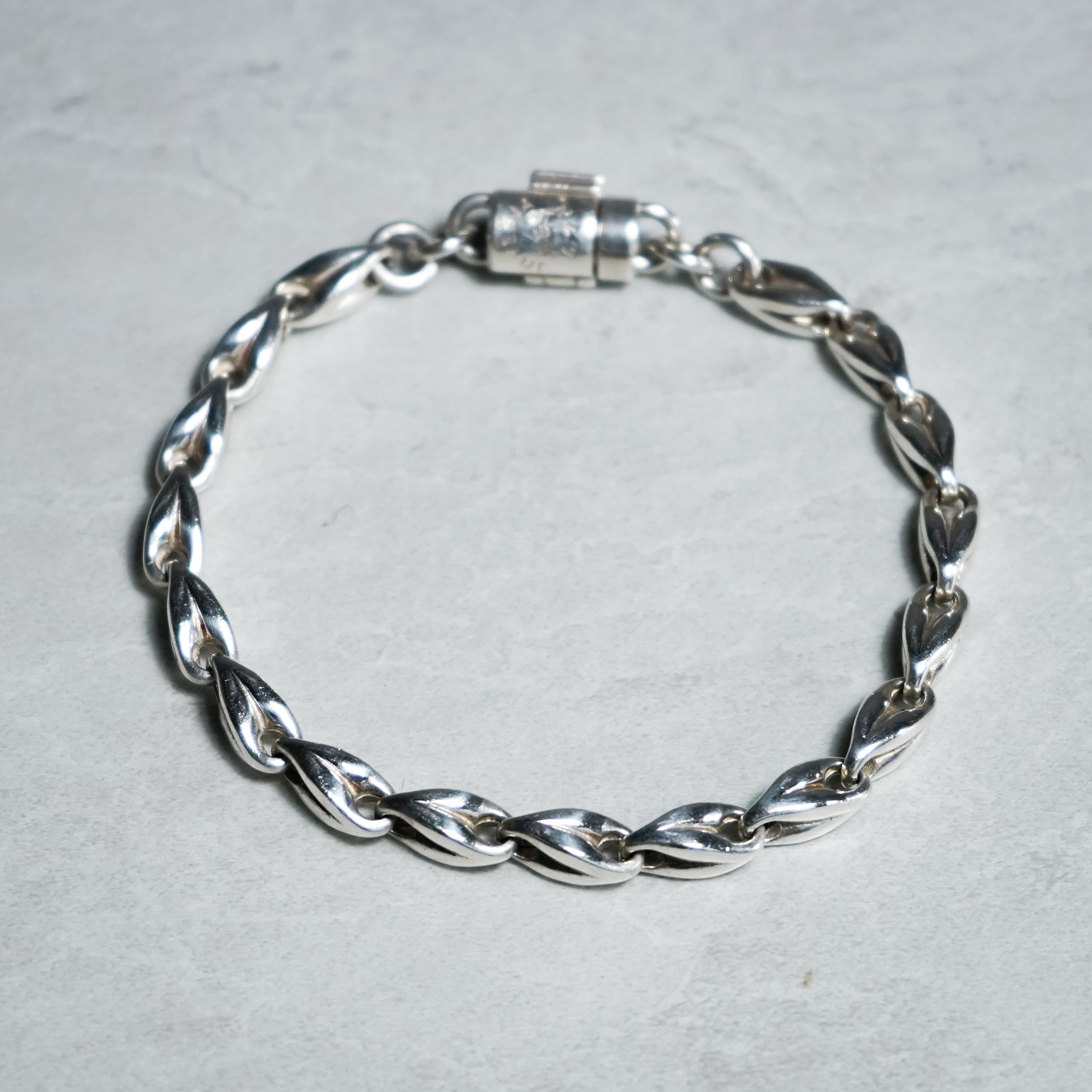 Mexican Jewelry Silver Teardrop Leaf Chain Bracelet メキシカン