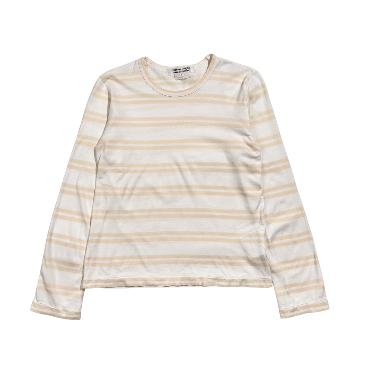 COMME des GARCONS コムデギャルソン ボーダー 長袖 Tシャツ カットソー S/ホワイト×クリーム系 AD2015