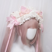 ♡ PINK CAT パールチェーン 天使の羽 猫耳フリルリボンヘッドドレス ♡