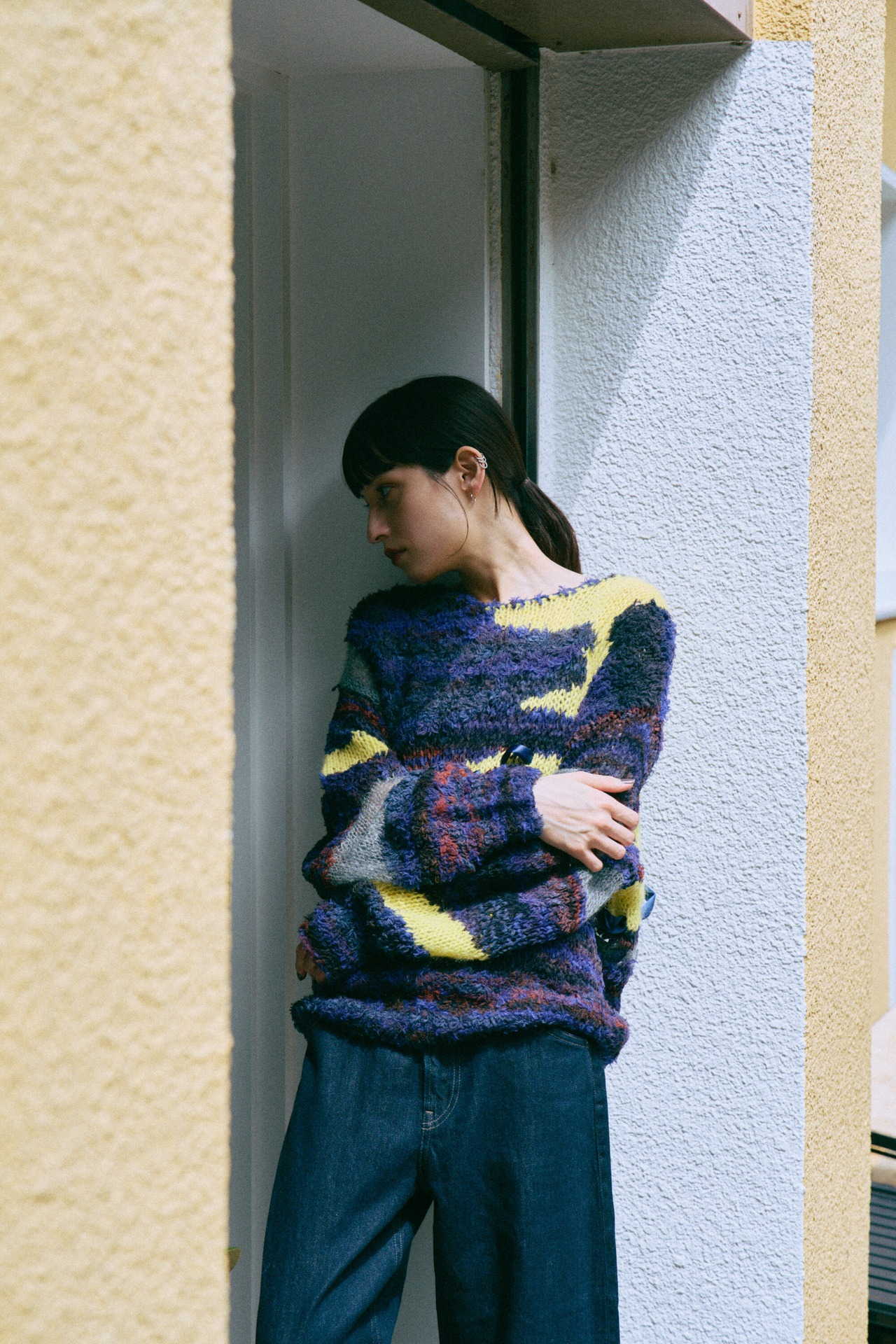 Gradient Mix Hand Intarsia Pullover Knit
