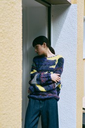 Gradient Mix Hand Intarsia Pullover Knit