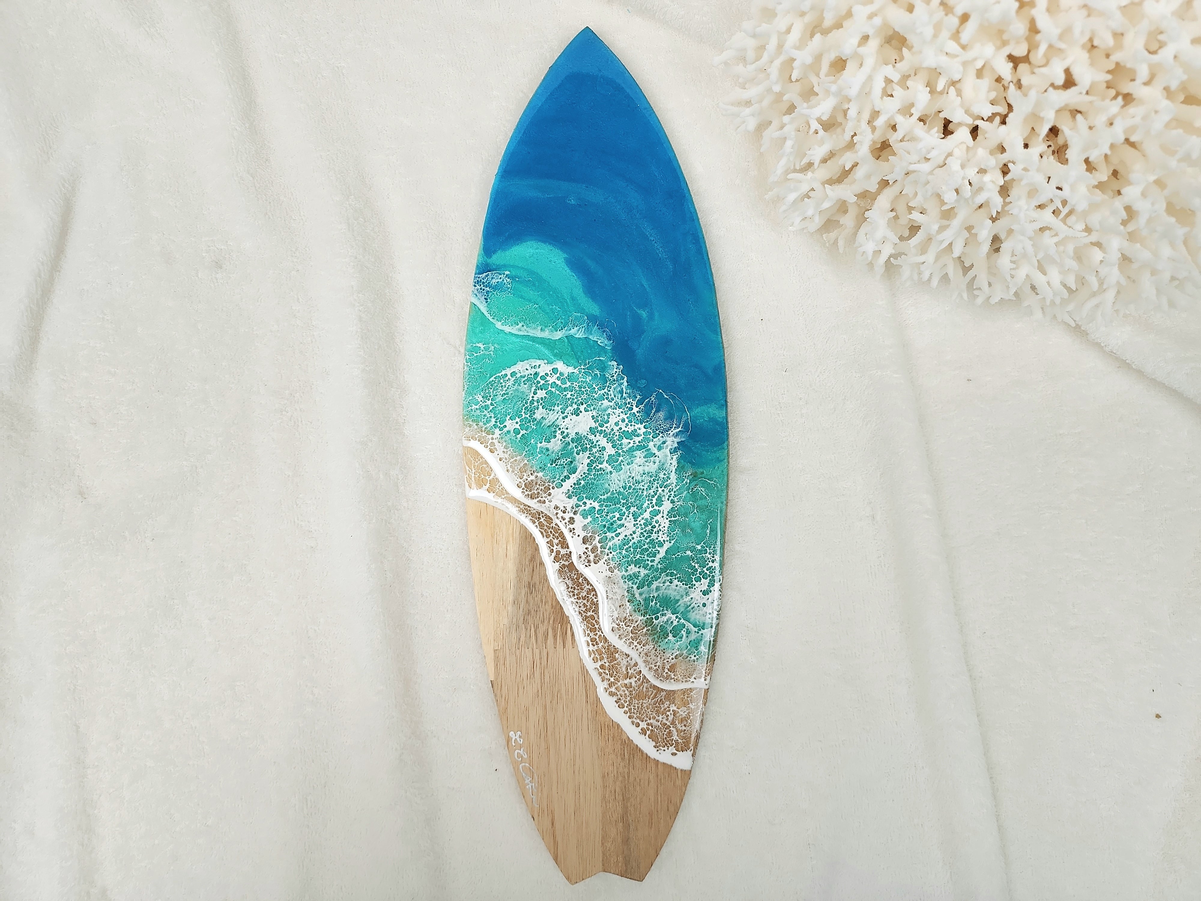 168.オーシャンレジンアート サーフボード型パネル39㎝