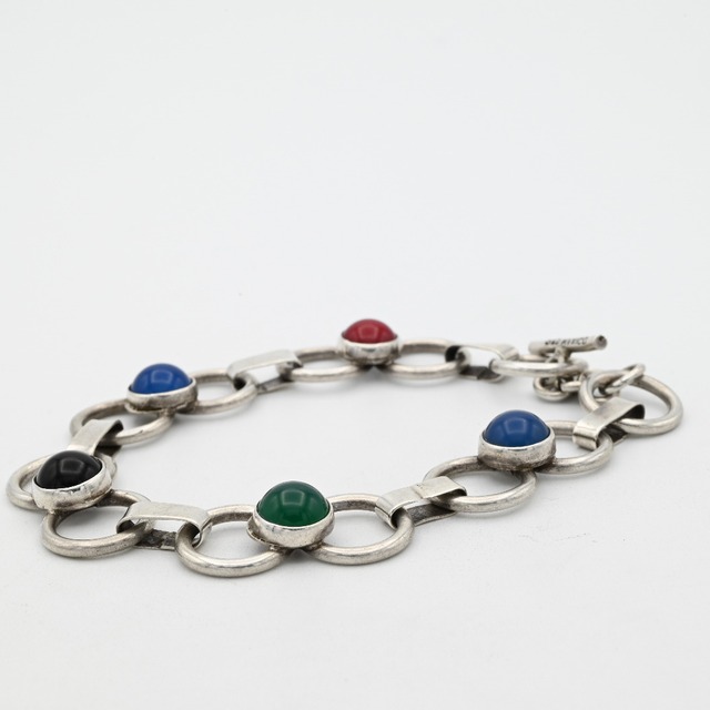 Multi Color Resin Stone Chain Bracelet / Mexico