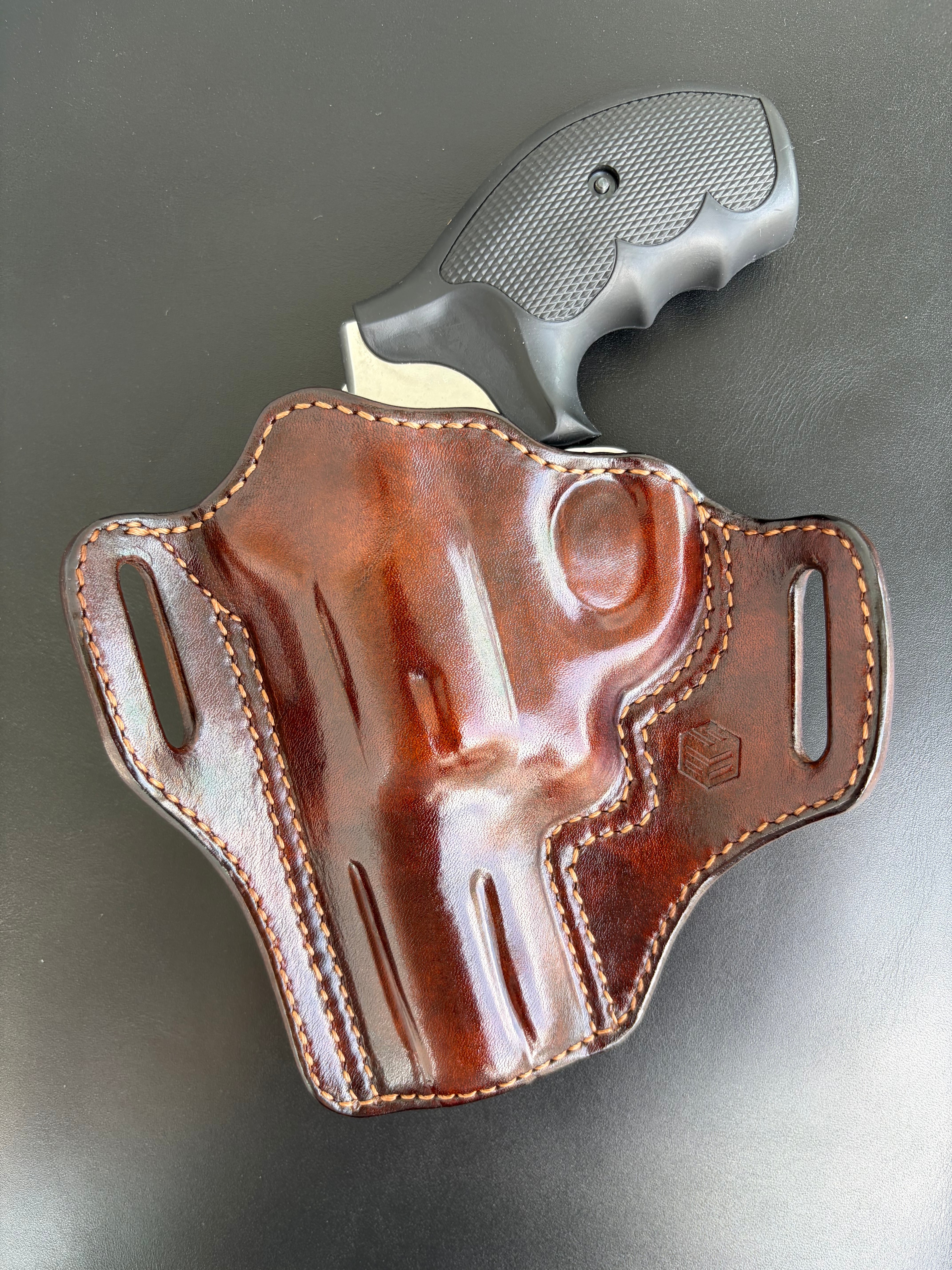拳銃ホルスター　分離型　3インチ K Flame 3inch pancake leather holster Python | 黒沼興業