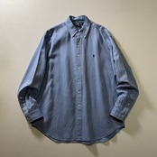 90s Ralph Lauren BLAKE　シルクリネン　BD　長袖シャツ　ラルフローレン　ライトブルー　L 古着