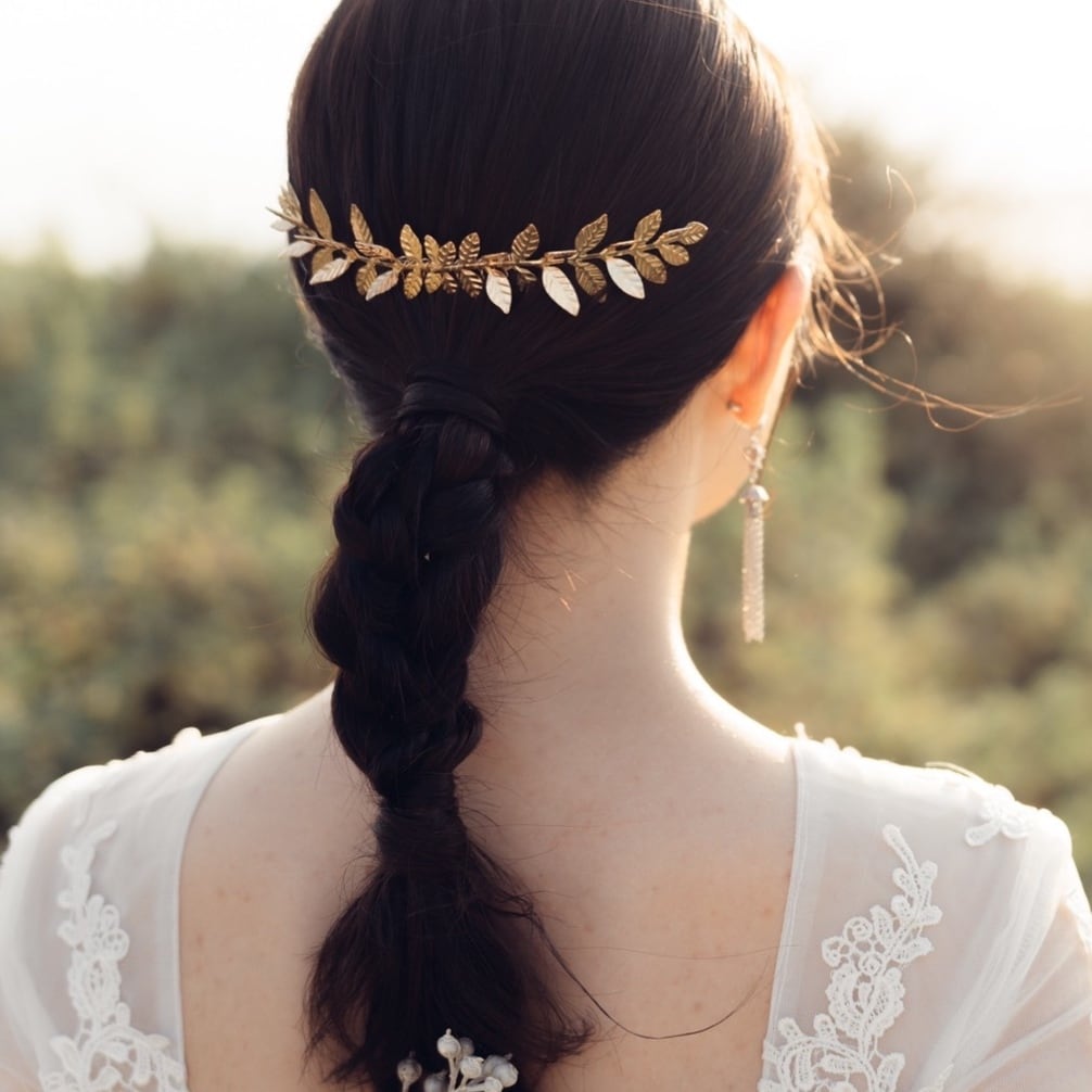 H-138 ウェディング アクセサリー【リーフ ヘッドドレス シルバー or ゴールドより選択 】ブライダル 髪飾り