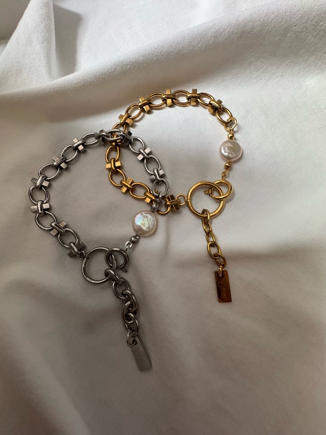 pearl cross chain bracelet(unisex)