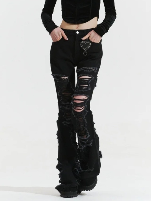 【26AW | WOMEN】BASICKS ベイシックス / パンツ / DESTROY FLARED DENIM  B-TR07