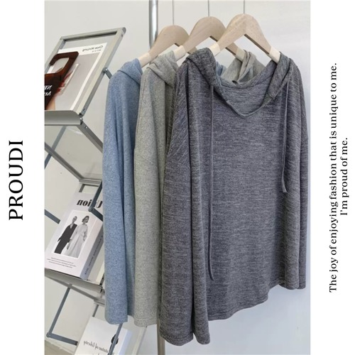 【ルーズVネックニットスウェットシャツ】P01873