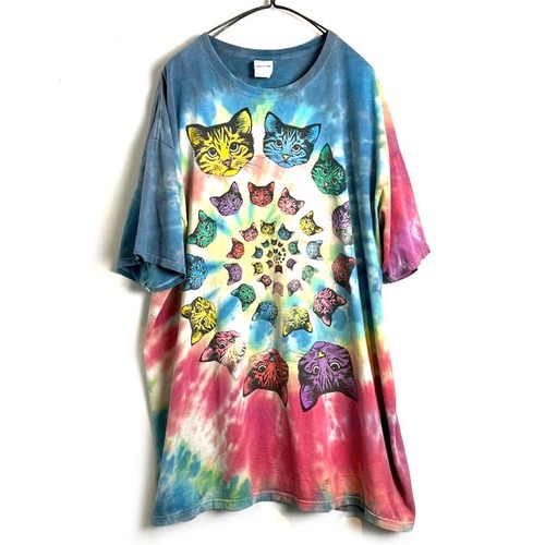 Vintage Spiral Cats & Rainbow Tie Dye Tee [2000s-] Vintage Spiral Cats & Rainbow Tie Dye Tee