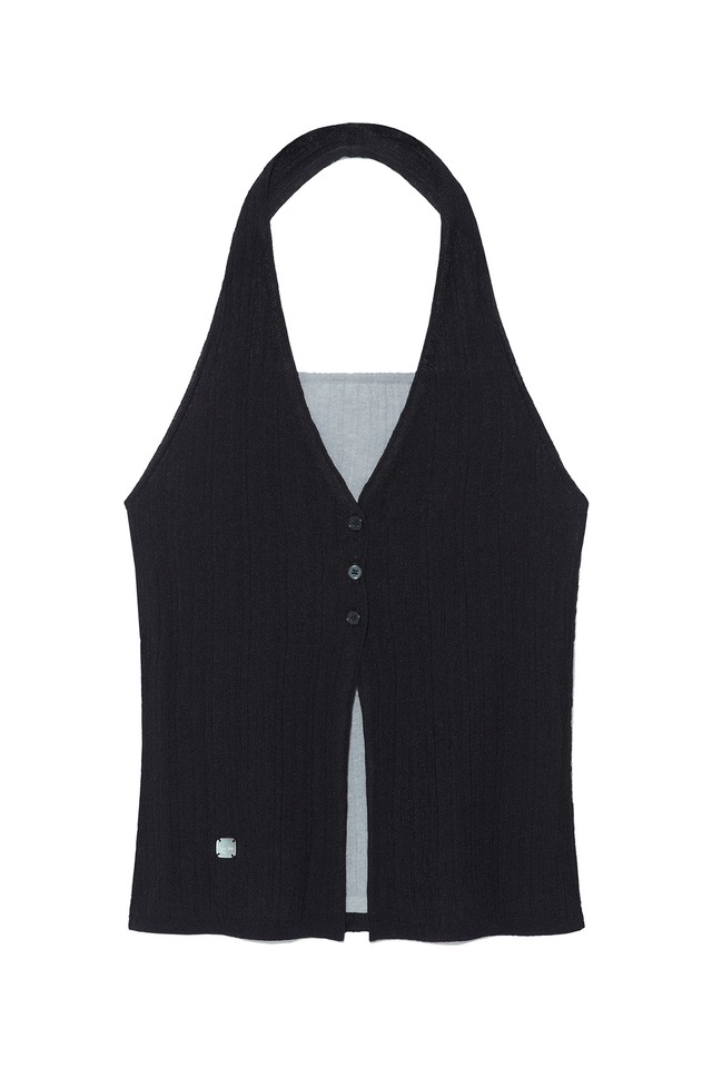 [Matin Kim] LAYERED BUTTON HALTER NECK TOP IN BLACK 正規品 韓国ブランド 韓国通販 韓国代行 韓国ファッション マーティンキム matinkim 日本 店舗