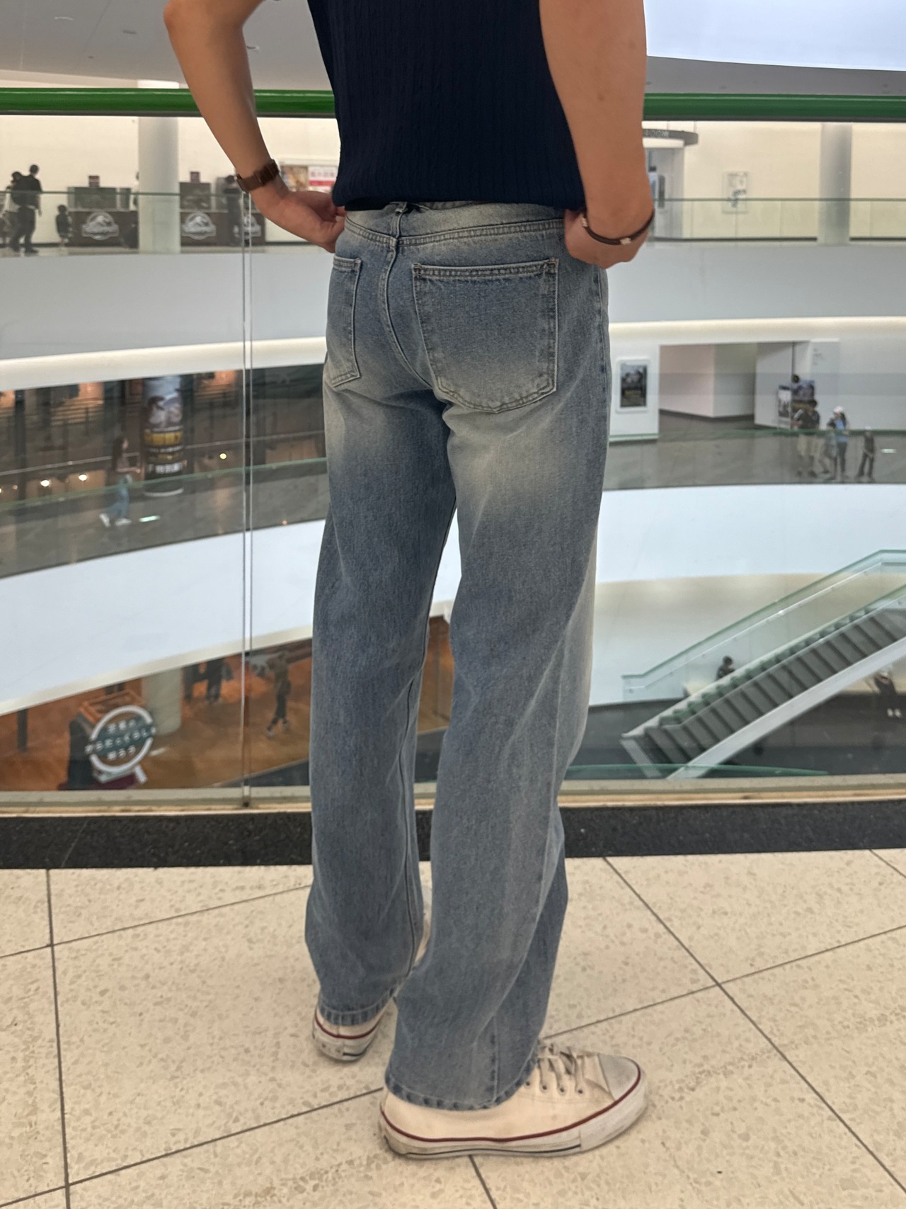 Vintage Washed Straight Denim (Light Blue) - 4
