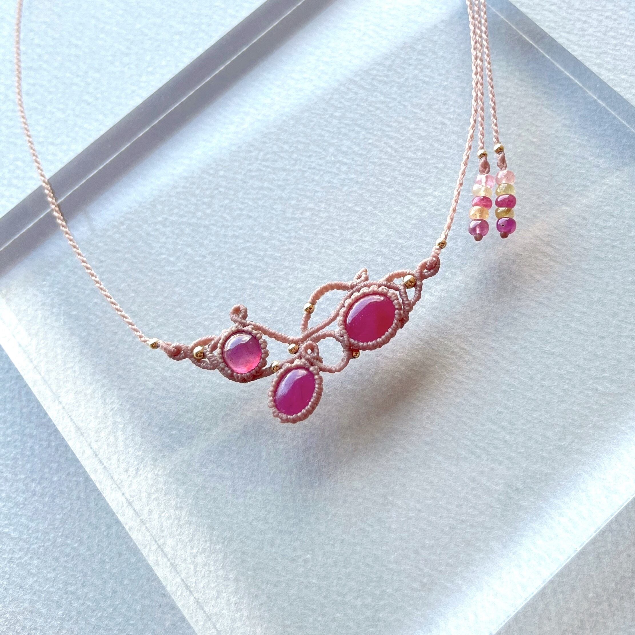 お客様オーダー品】ルビーのマクラメ編み 天然石ネックレス | SHANTi WALA