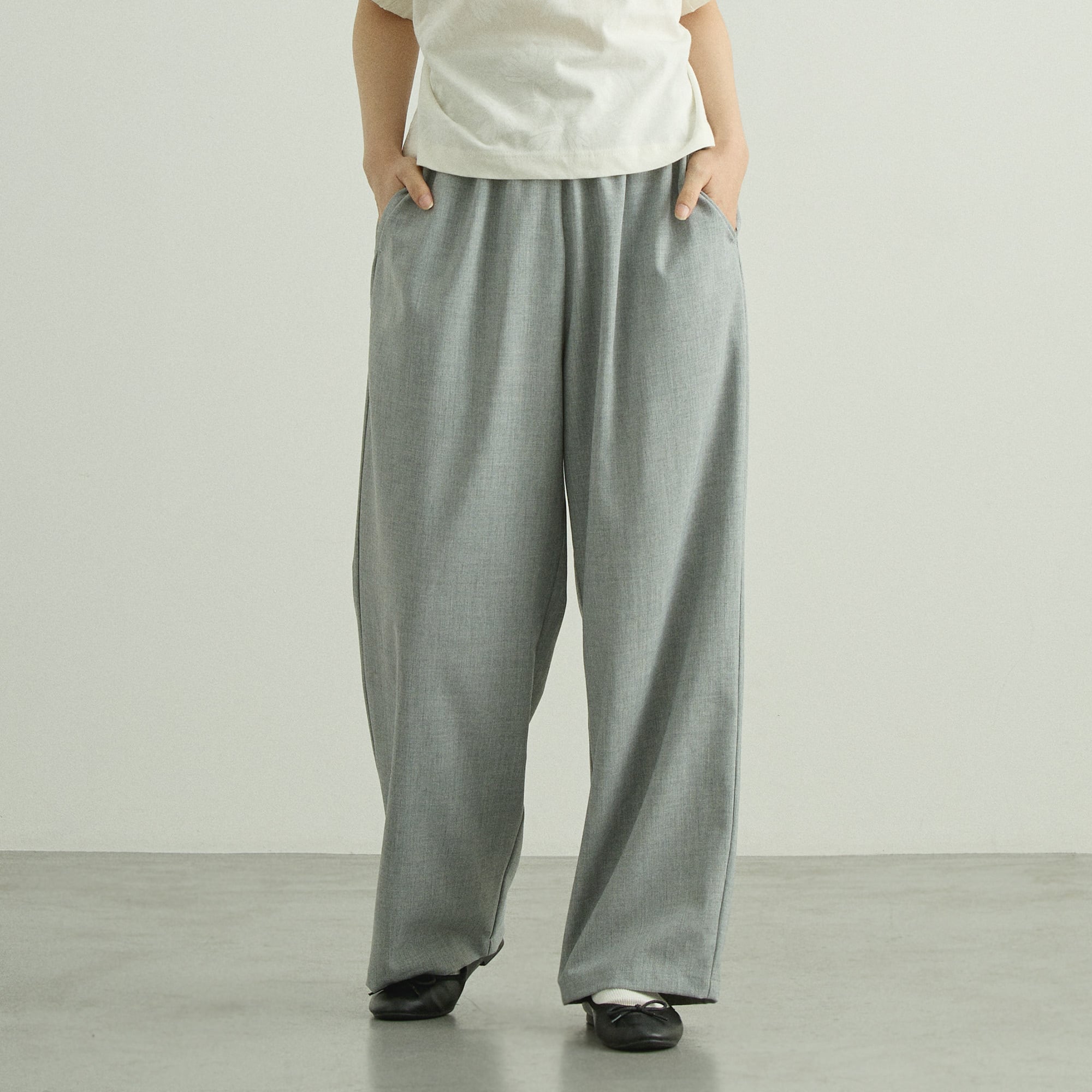 リネンライク ウエストシャーリングパンツ|イージーケア