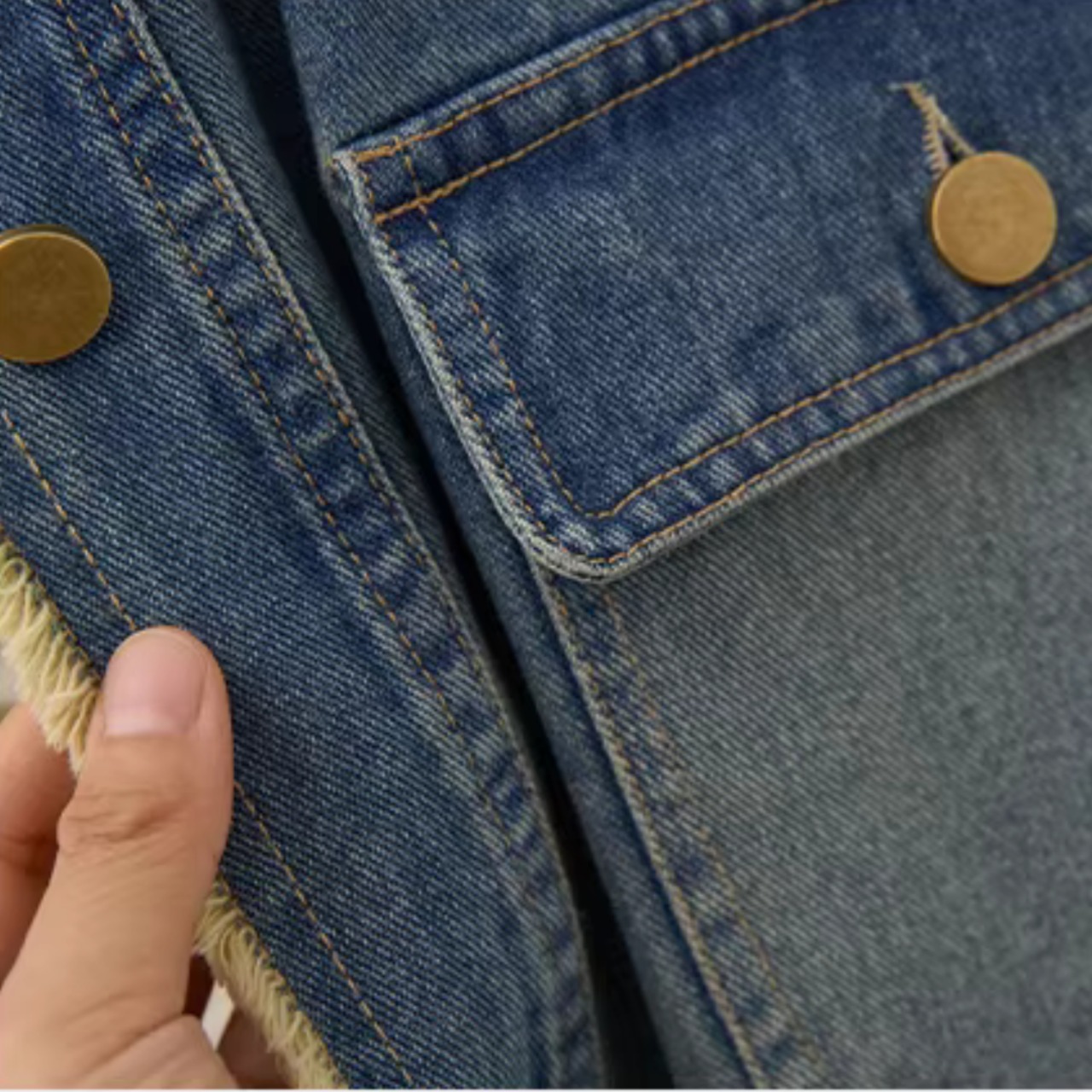 フリンジ ノーカラー デニム ジャケット 00074・画像8