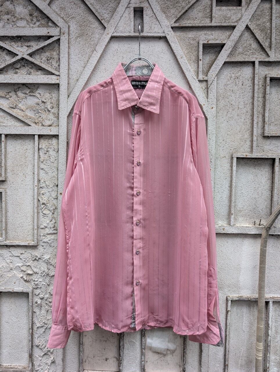 "PINK STRIPE SHEER SHIRT"