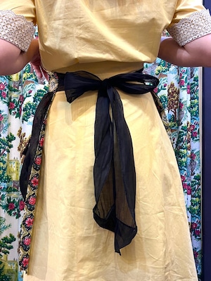 50's black organdy＆flower print reversible apron