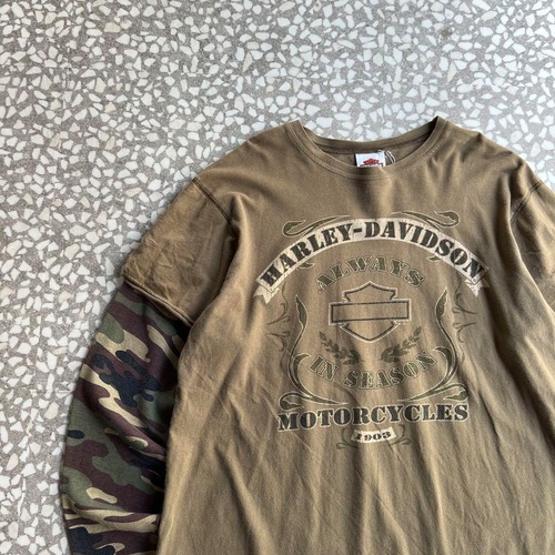 HARLEY-DAVIDSON / usa製 layered camo LS T-shirt size XL