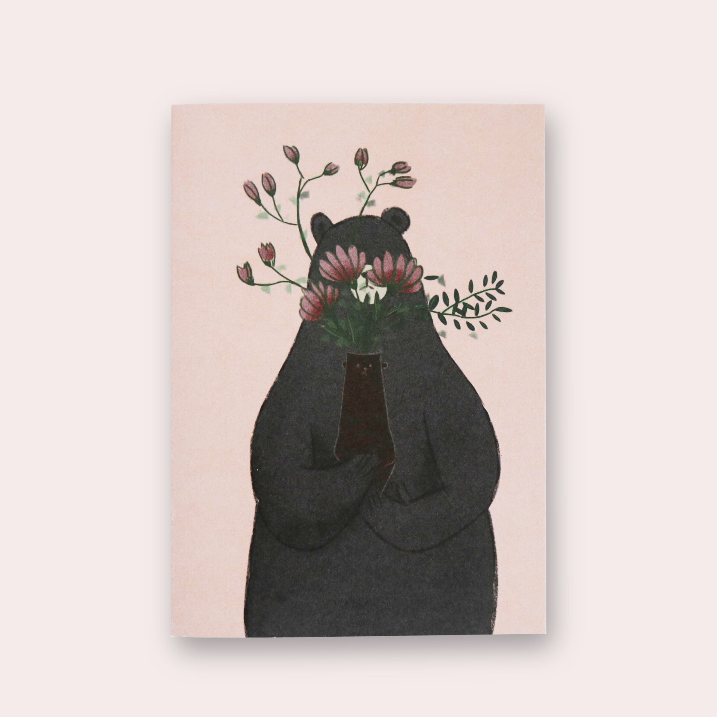 【グリーティングカード】Bear Holding Flower Pot