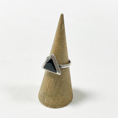Old 925 Silver & Onyx Triangle Ring From Hungary