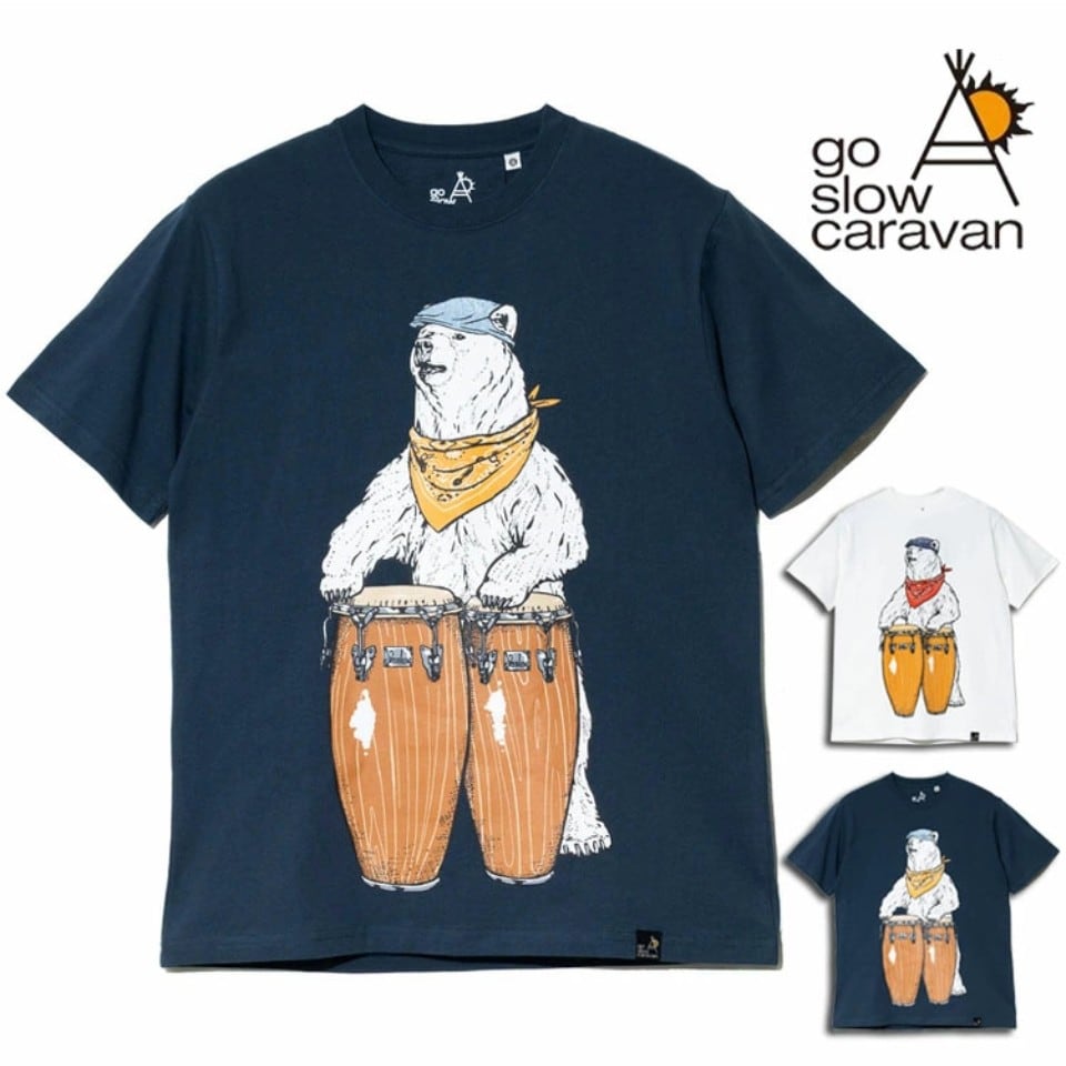 goslowcaravan コンガクマTシャツ（ネイビー）