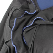 【美品 社交ダンス衣装】トップス レッスンウェア 練習着 黒 青 ブルー ブラック バイカラー 上品 大人っぽい かわいい フリル