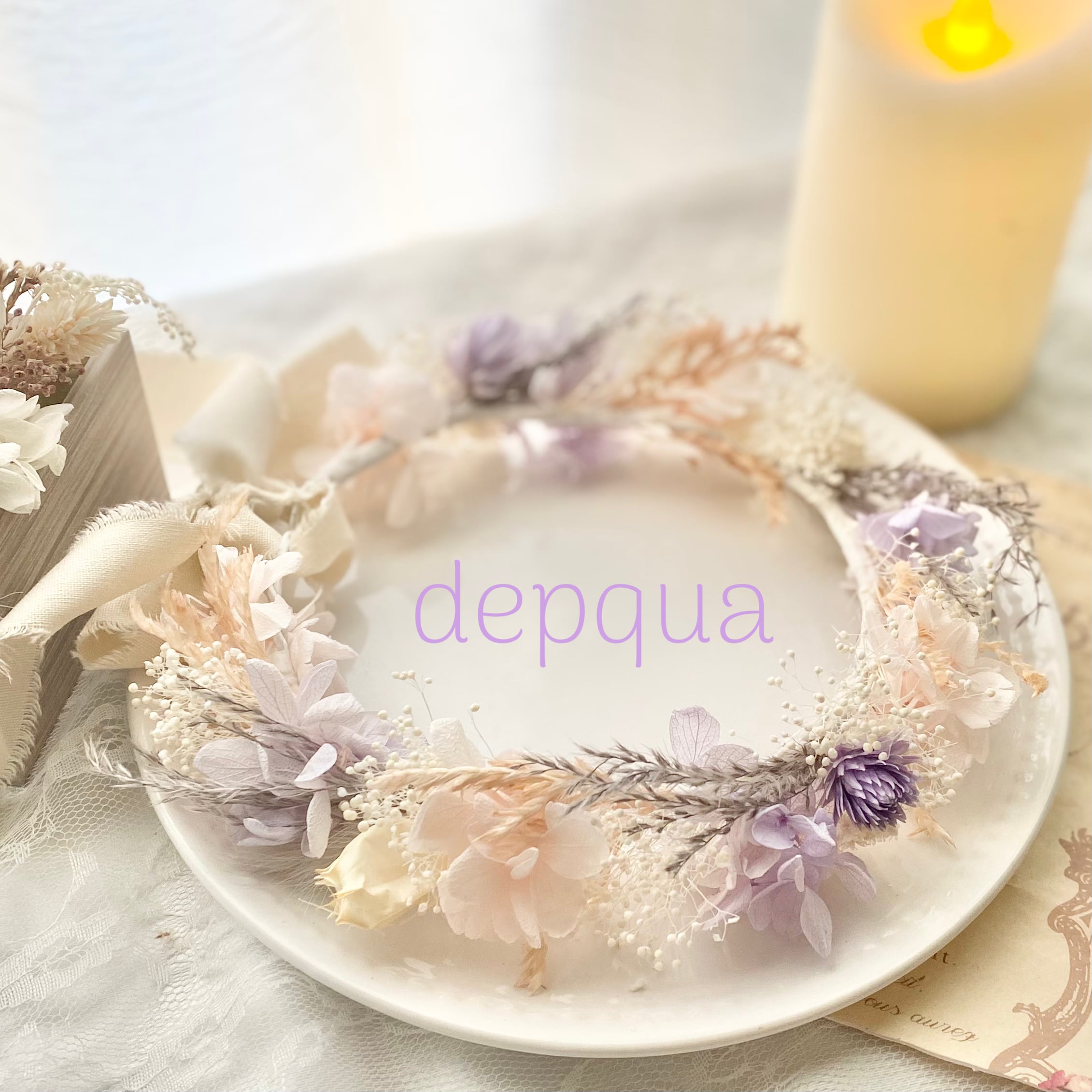 004 Natural Purple Pink ベビー キッズ 花冠 花かんむり 一点物ベビー花冠専門店 Depquaplus