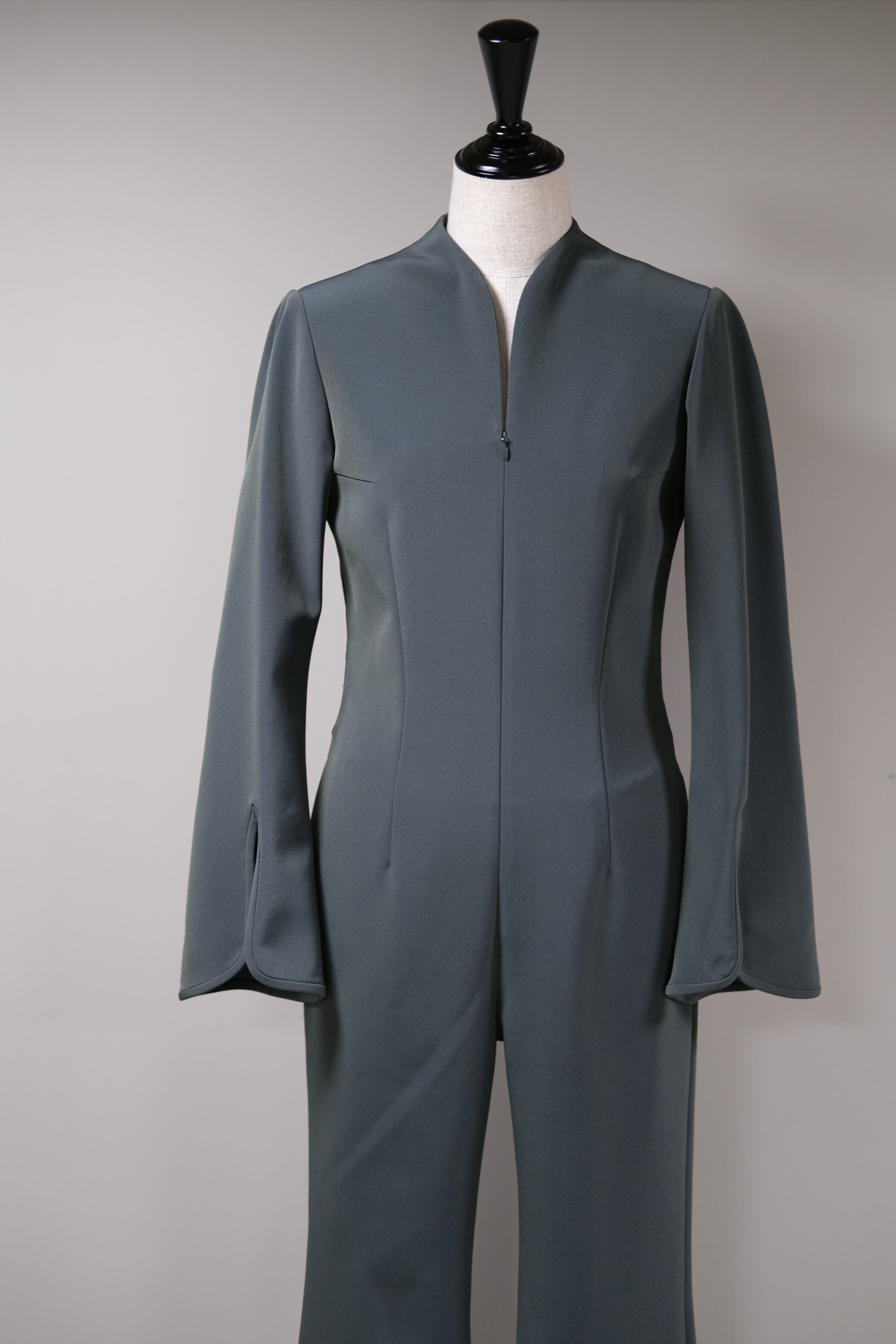 Mame Kurogouchi】Acetate Polyester Jump Suit - khaki | loop Mame Kurogouchi】Acetate Polyester Jump Suit - khaki | loop