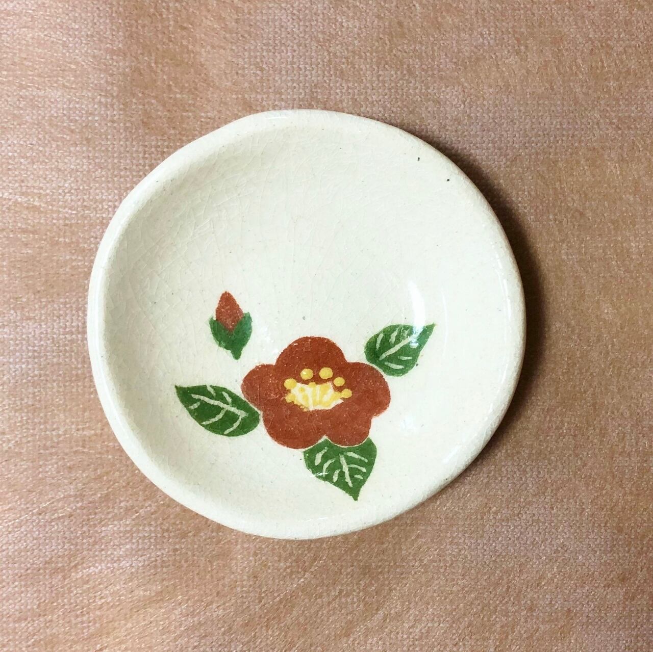 <楽入窯>豆皿(椿)