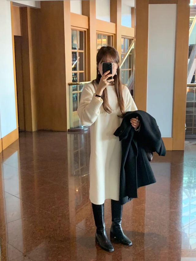 (OUNCE) volume  sleeve knit onepiece / 3color