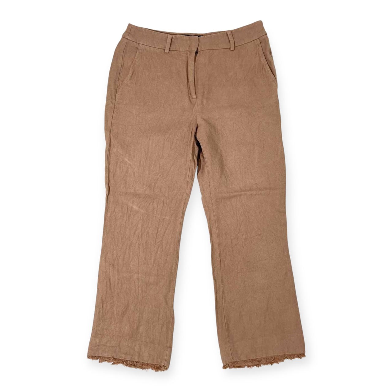 WEEKEND MaxMara ウィークエンドマックスマーラ リネン&コットン フリンジ パンツ スラックス 44(I) /ブラウン系
