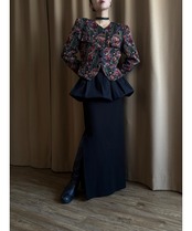 floral jacquard 2way collar jacket-5010-10