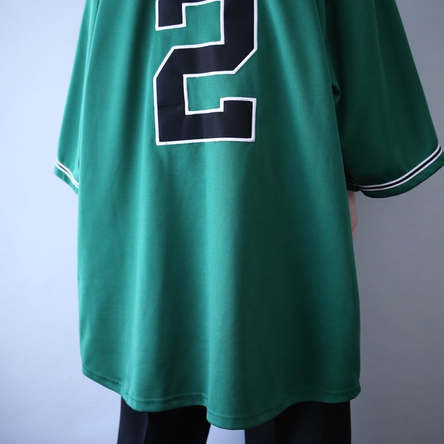 XXL over silhouette 5 numbering deep green baseball shirt