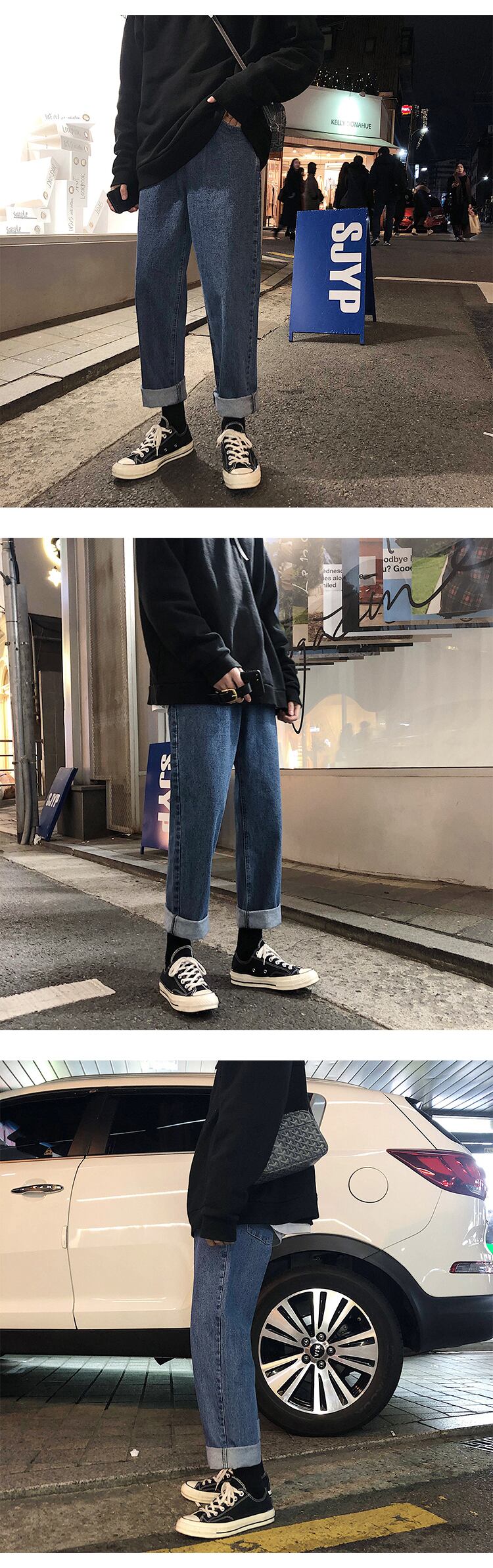 全2色 デニム パンツ ストレート カジュアル 無地 おしゃれ