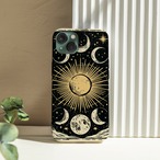 受注生産 iPhoneケース 金色太陽と月相の黒背景星図｜天体図 STAR064B