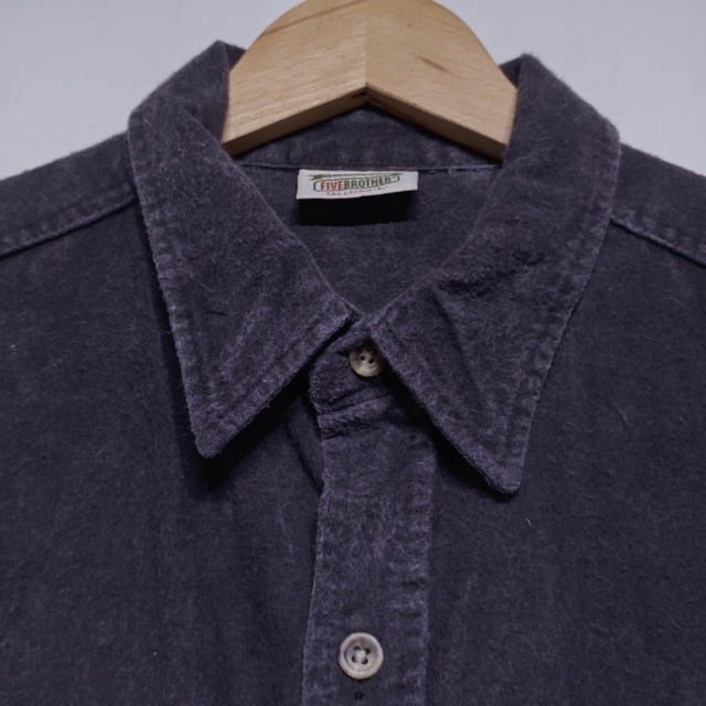 1990s FIVE BROTHER Heavy Flannel Shirt CHAMOIS CLOTH Black USA