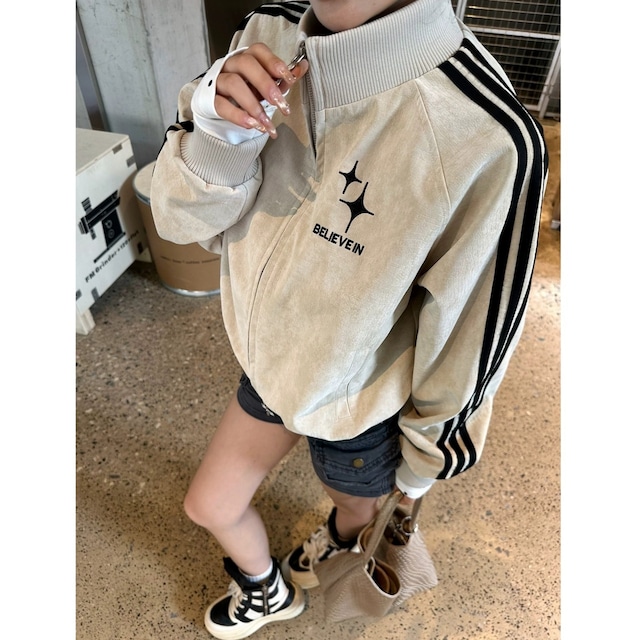 スリーラインスタンドカラージップショートブルゾン 2col R02594