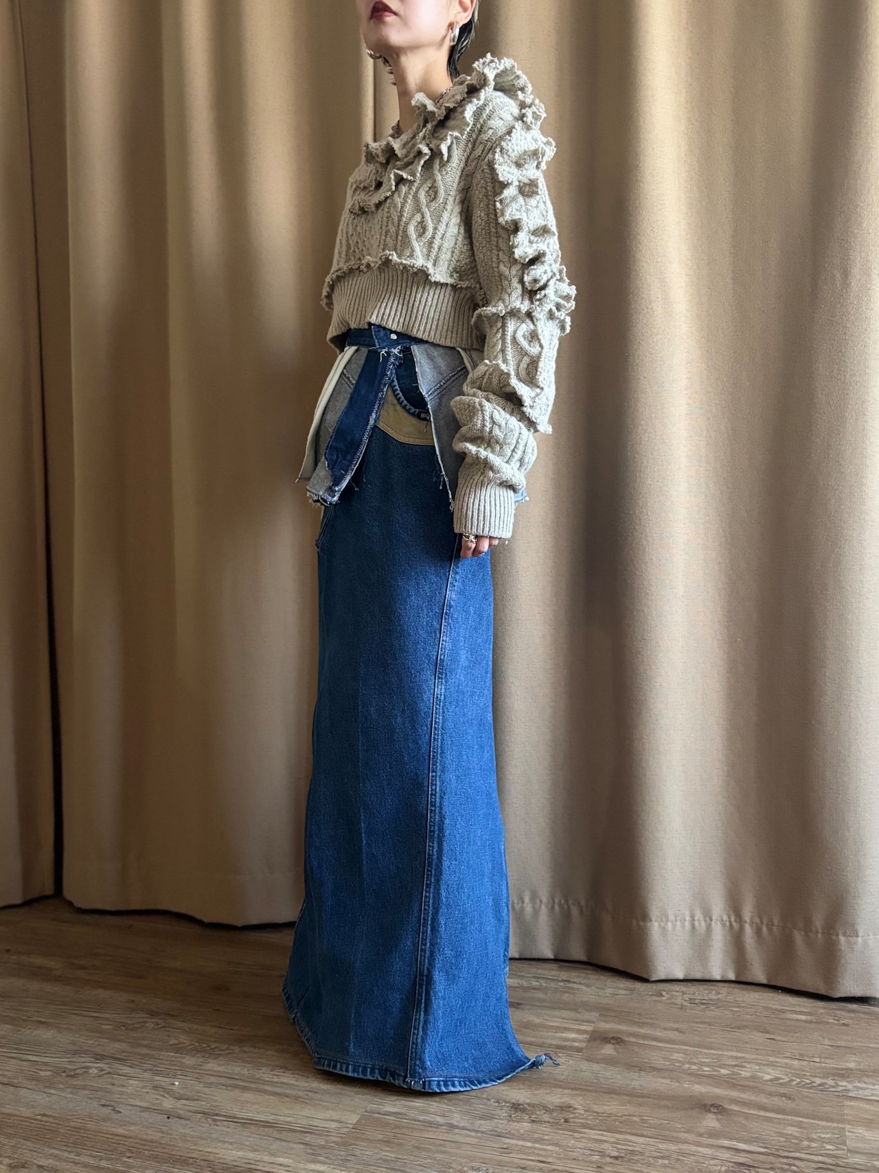 greige frill design remake knit-5148-1