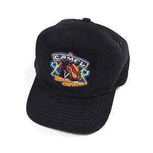 80's CAMEL black corduroy snap-back cap /キャメル ブラックコーデュロイ スナップバック トラッカーハット