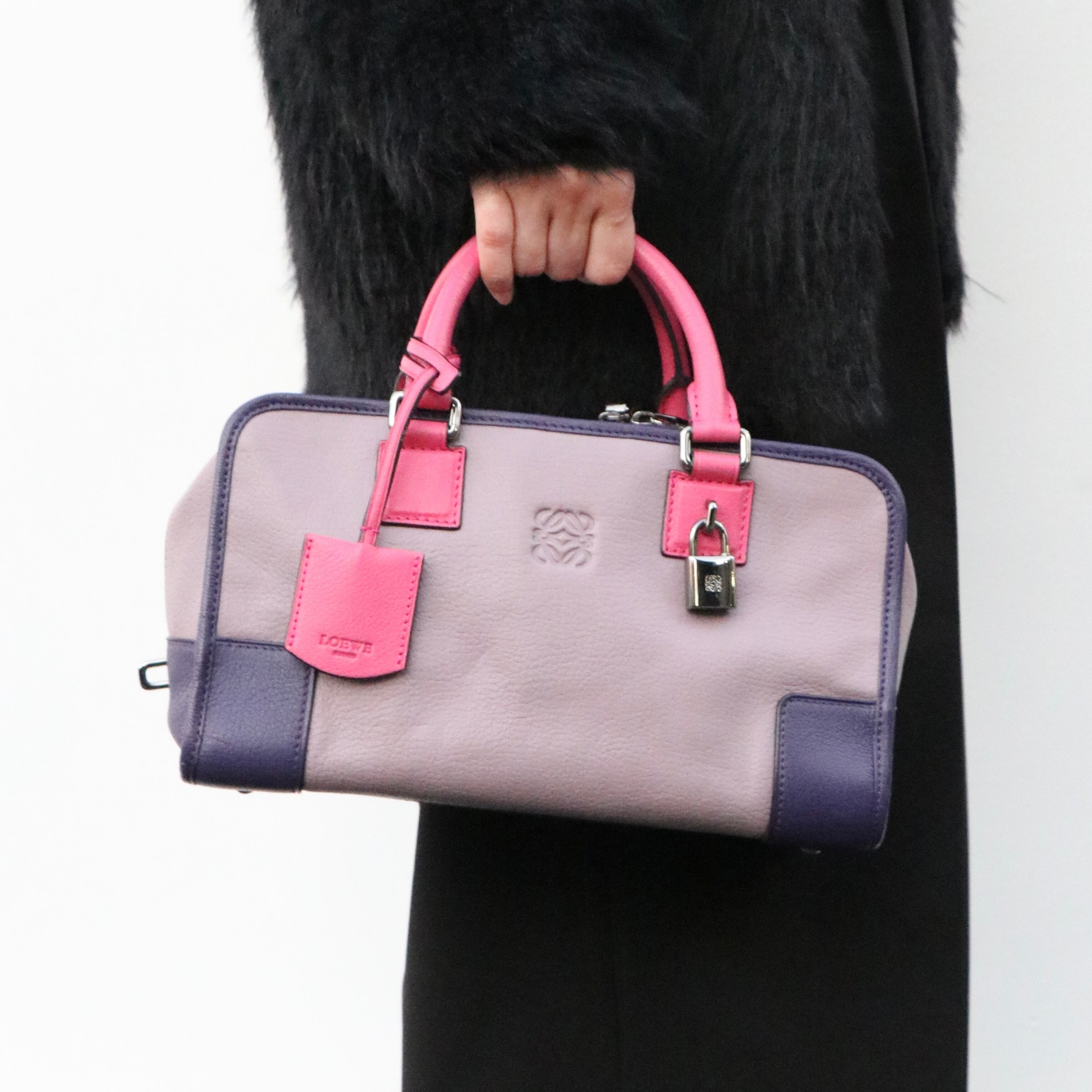 LOEWE ロエベ アマソナ28 アナグラム ハンドバッグ レザー ピンク 