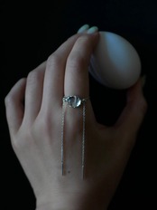 RITSUKO KARITA｜Chain onyx・crystal ring｜Silver925 チェーンリング オニキス・水晶