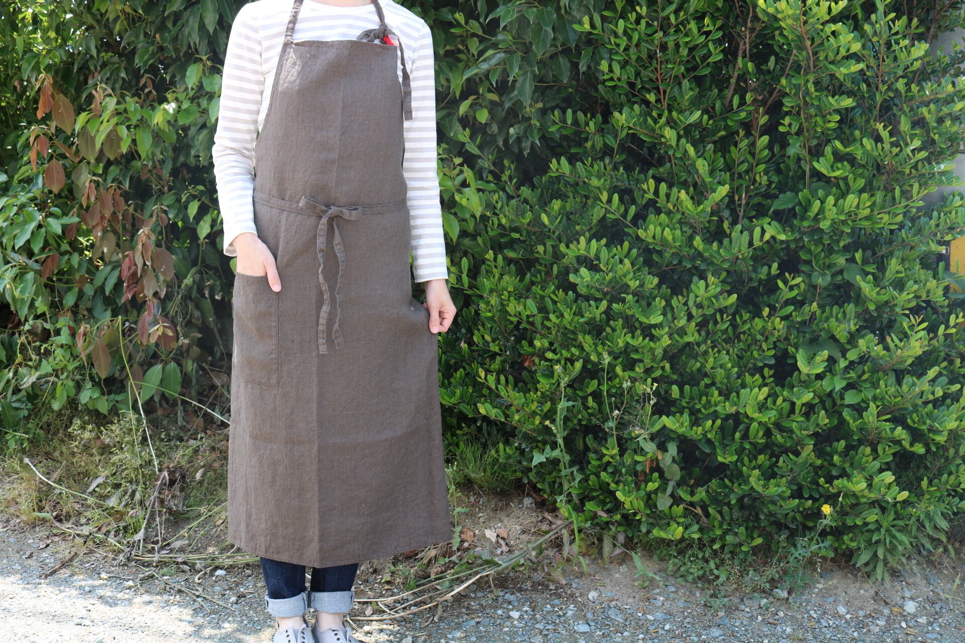 カノンリネンエプロン Lino e Lina リネン フルエプロン Manon（カカオ） | Zakka so-la