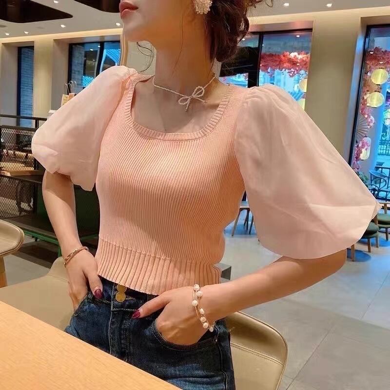 スクエアネック　袖切り替えトップス　AJ111-3023